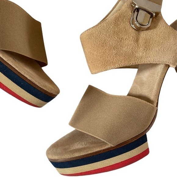 Dusica Dusica Suede Sandals Tri color Platform High Heels Made in Italy - Picture 5 of 10